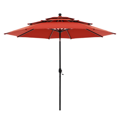 MAISON ARTS Parasol de terrasse extérieur à 3 niveaux, inclinable automatiquement, de 3 mètres, à double ventilation, avec lumières LED.