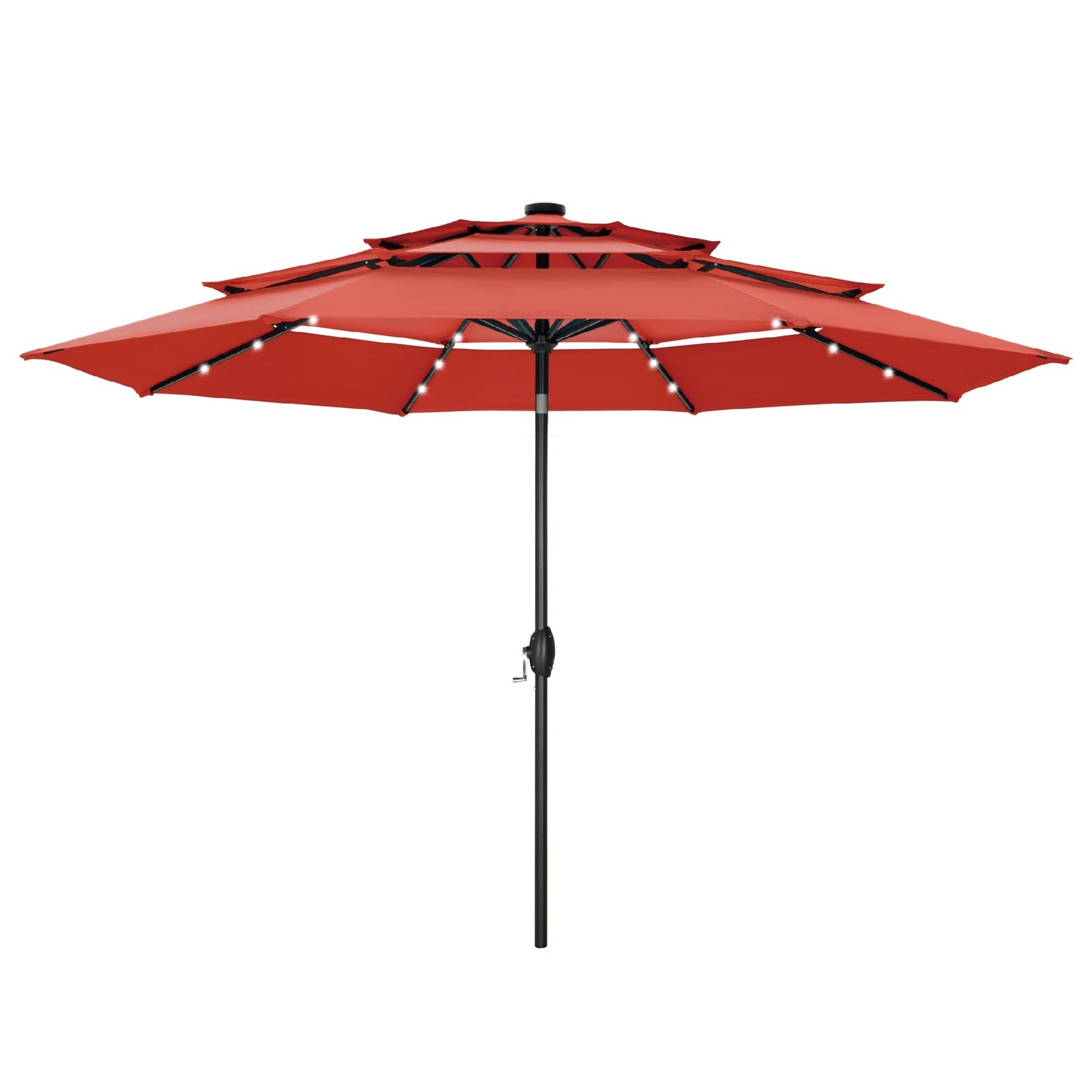 MAISON ARTS Parasol de terrasse extérieur à 3 niveaux, inclinable automatiquement, de 3 mètres, à double ventilation, avec lumières LED.