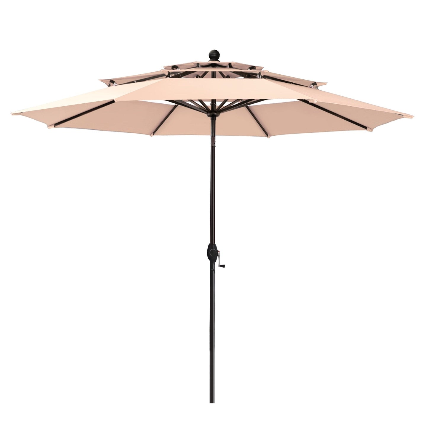 MAISON ARTS Parasol de terrasse extérieur à 3 niveaux, inclinable automatiquement, de 3 mètres, à double ventilation, avec lumières LED.