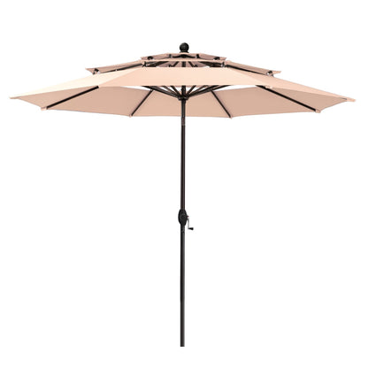MAISON ARTS Parasol de terrasse extérieur à 3 niveaux, inclinable automatiquement, de 3 mètres, à double ventilation, avec lumières LED.