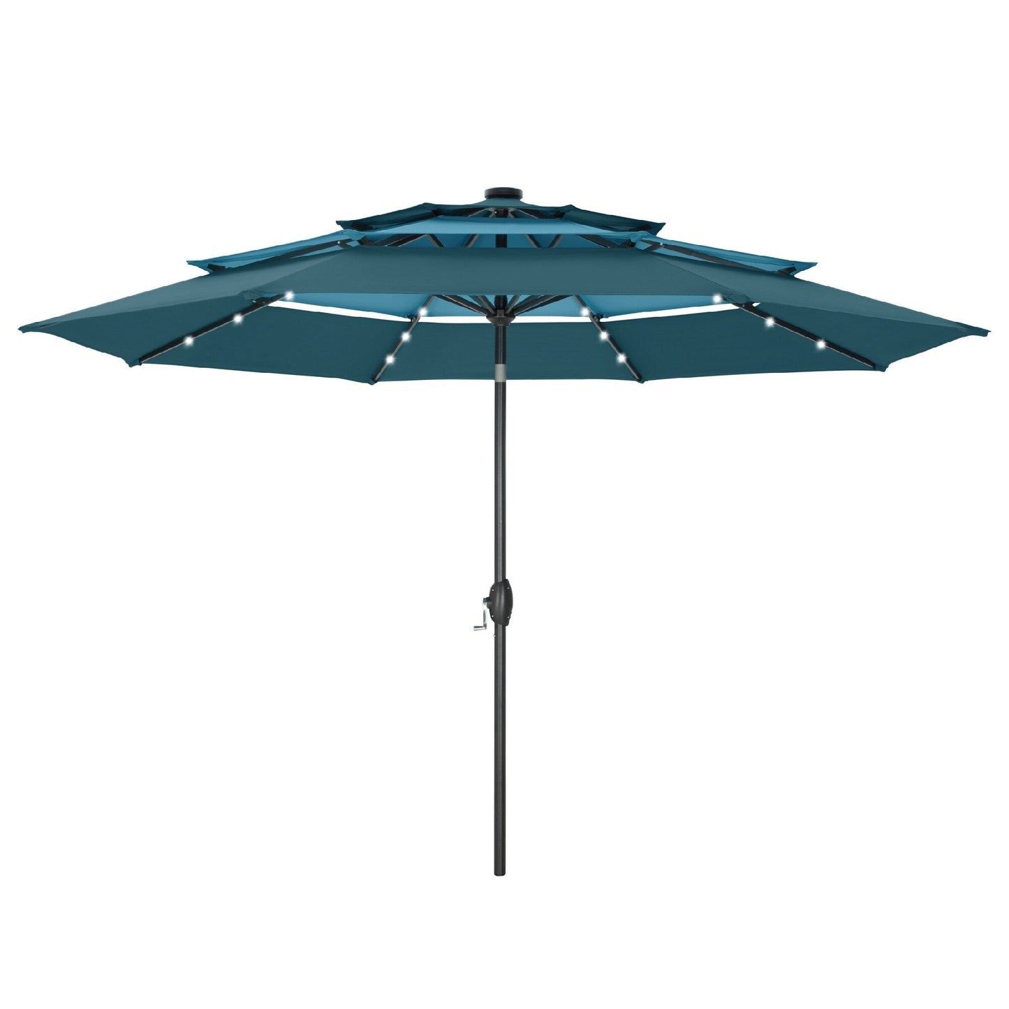 MAISON ARTS Parasol de terrasse extérieur à 3 niveaux, inclinable automatiquement, de 3 mètres, à double ventilation, avec lumières LED.
