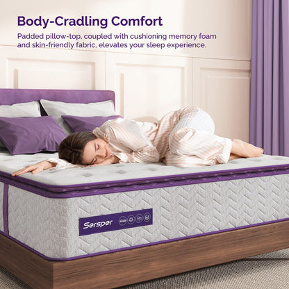 Matelas à ressorts medium avec surcouche en mousse à mémoire de forme de 12 pouces