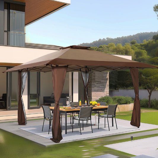 Caravane de jardin gonflable renforcée de 3,96 m x 3,96 m (13' x 13'), avec élégant rideau d'angle - 13x13ft