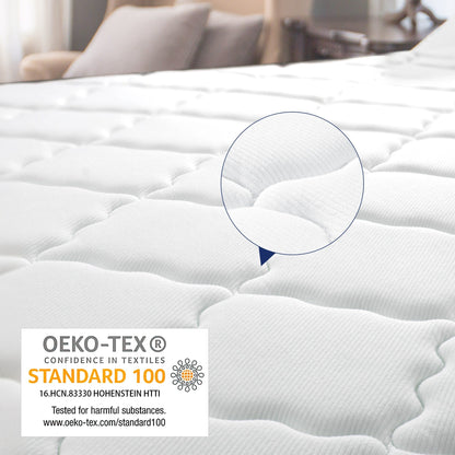 Matelas de 35 cm d'épaisseur, matelas hybride en mousse à mémoire de forme et ressorts ensachés, matelas de fermeté moyenne, tailles Queen et King disponibles en option.