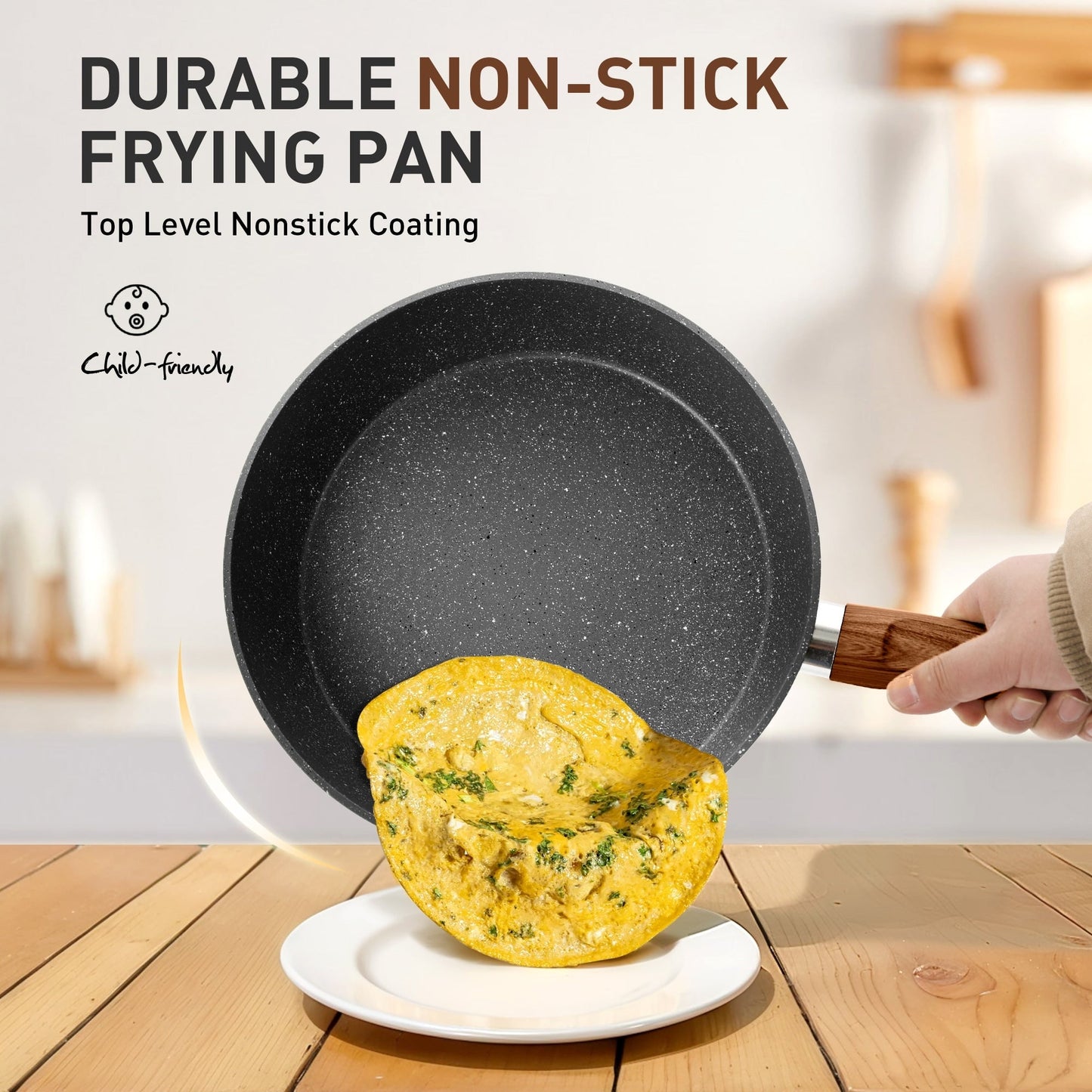 Ensemble de 17 pièces de casseroles et poêles en granit pour cuisine, ensemble de cuisson antiadhésif