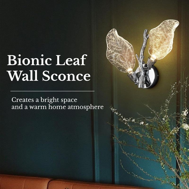 Applique murale KAYLA à 2 lumières en forme de feuille bionique