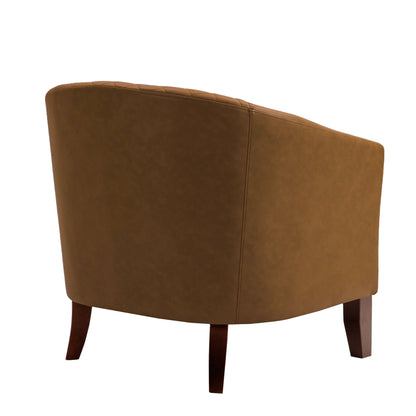 2 chaises d'appoint en cuir végétalien en forme de tonneau, 73,5 cm de large, avec garniture à clous.