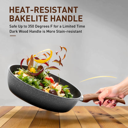 Ensemble de cuisine 30 pièces en granit, comprenant des casseroles et des poêles antiadhésives.