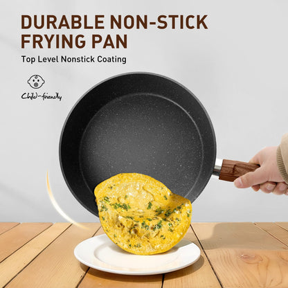 Ensemble de cuisine 30 pièces en granit, comprenant des casseroles et des poêles antiadhésives.