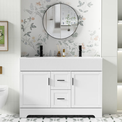 Ensemble de meuble-lavabo ondulé pour salle de bain, 30/36/48 pouces, avec lavabo et robinet.
