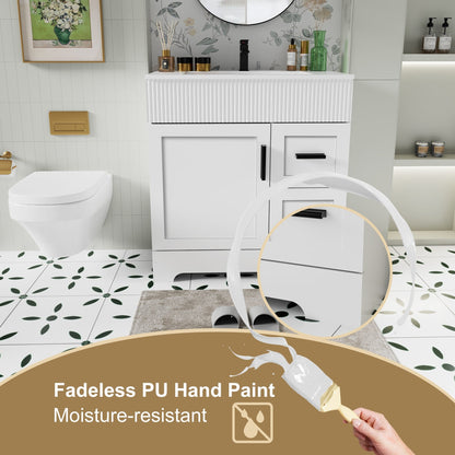 Ensemble de meuble-lavabo ondulé pour salle de bain, 30/36/48 pouces, avec lavabo et robinet.