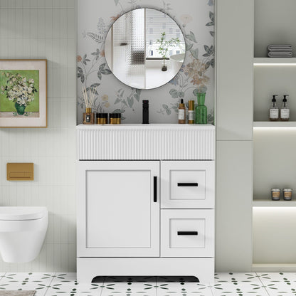 Ensemble de meuble-lavabo ondulé pour salle de bain, 30/36/48 pouces, avec lavabo et robinet.