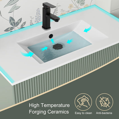 Ensemble de meuble-lavabo ondulé pour salle de bain, 30/36/48 pouces, avec lavabo et robinet.