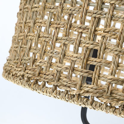Luminaire à 4 lumières en forme de tambour bohémien tissé à la main - Paille - 50,8 cm de largeur