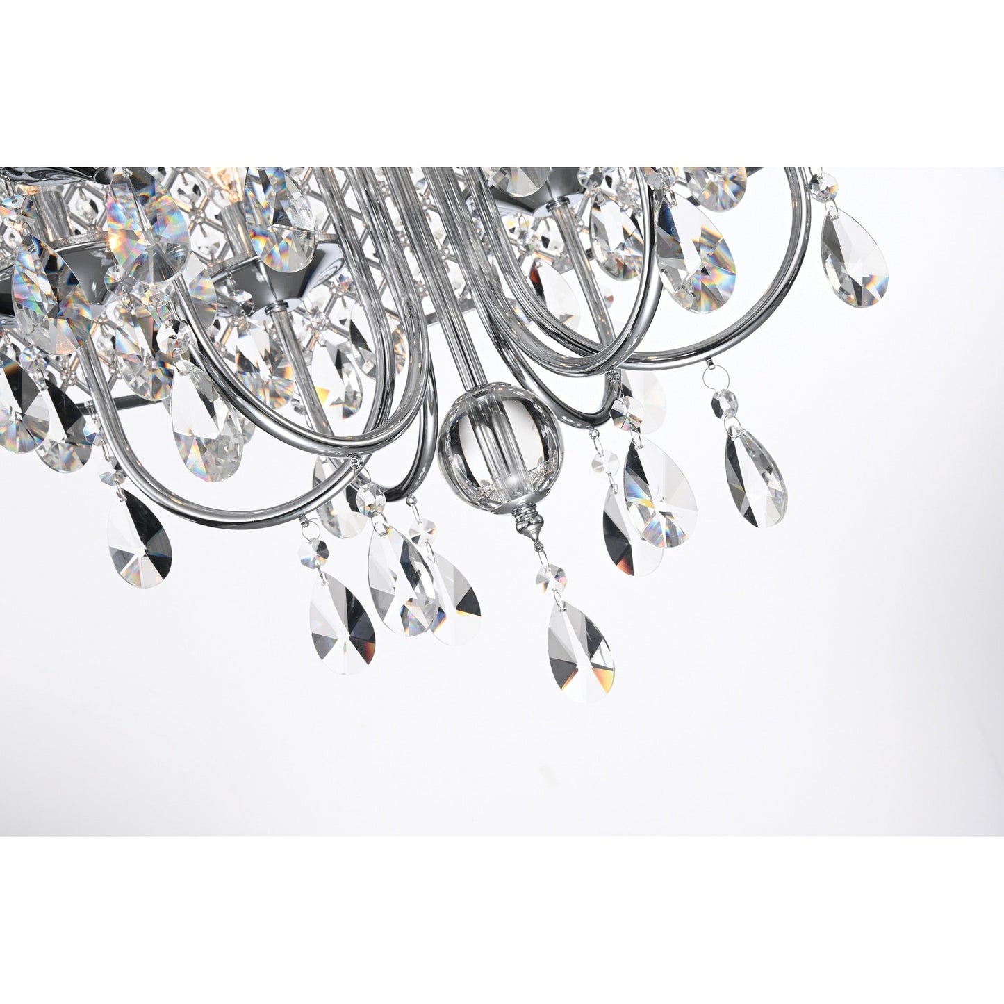 Suspension tambour ronde perlée avec cristaux suspendus