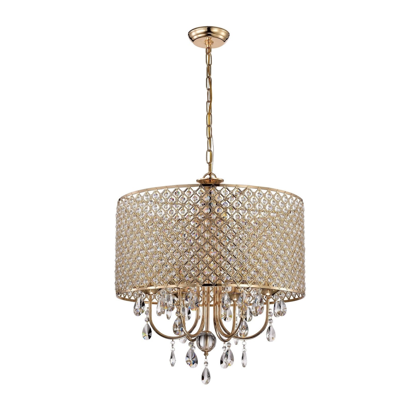 Suspension tambour ronde perlée avec cristaux suspendus