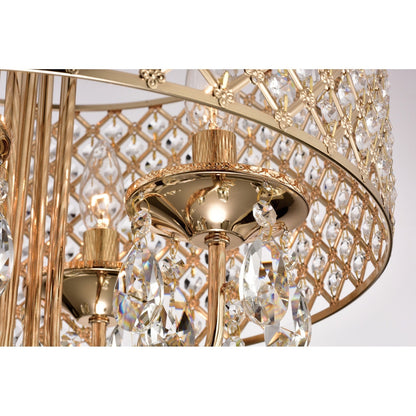 Suspension tambour ronde perlée avec cristaux suspendus