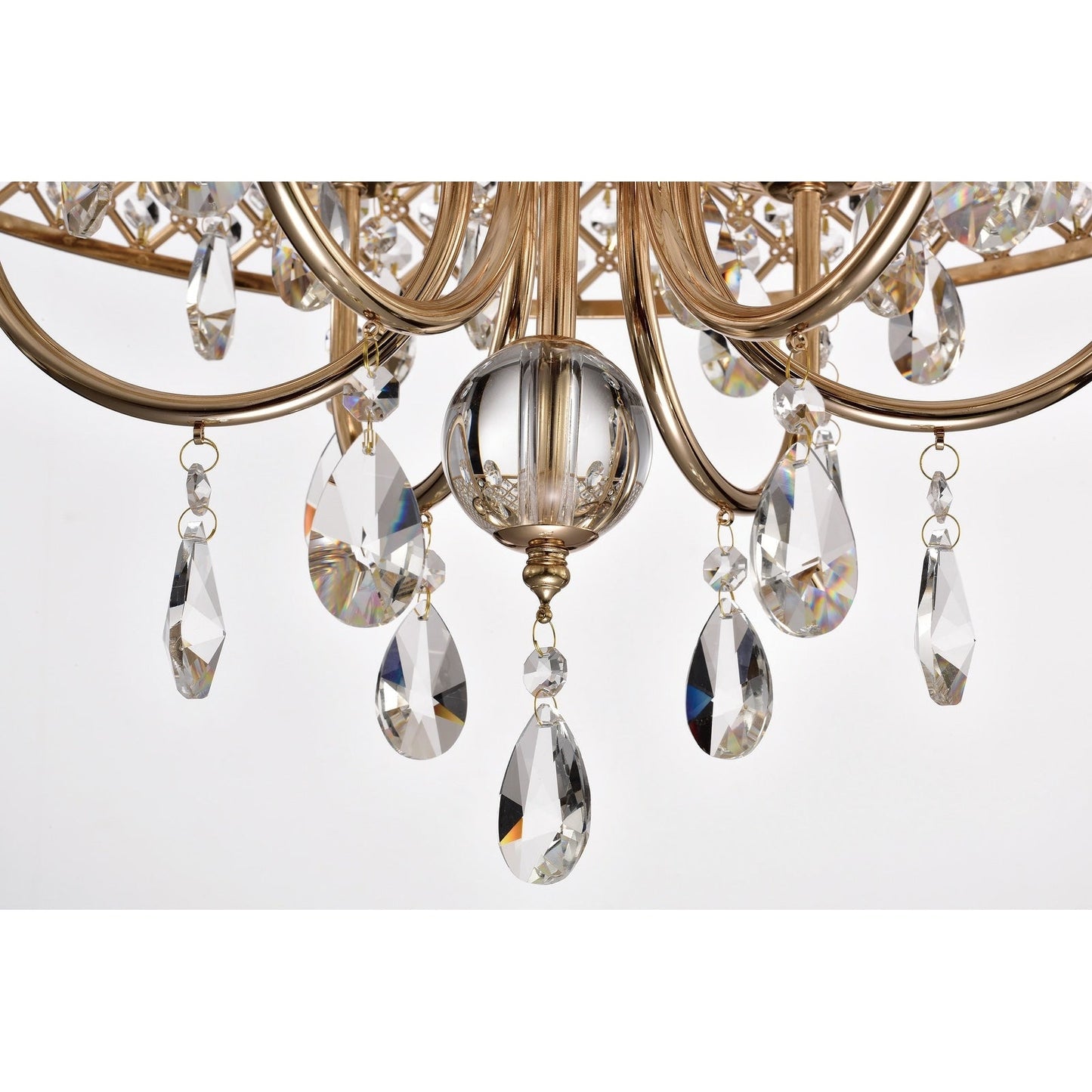 Suspension tambour ronde perlée avec cristaux suspendus