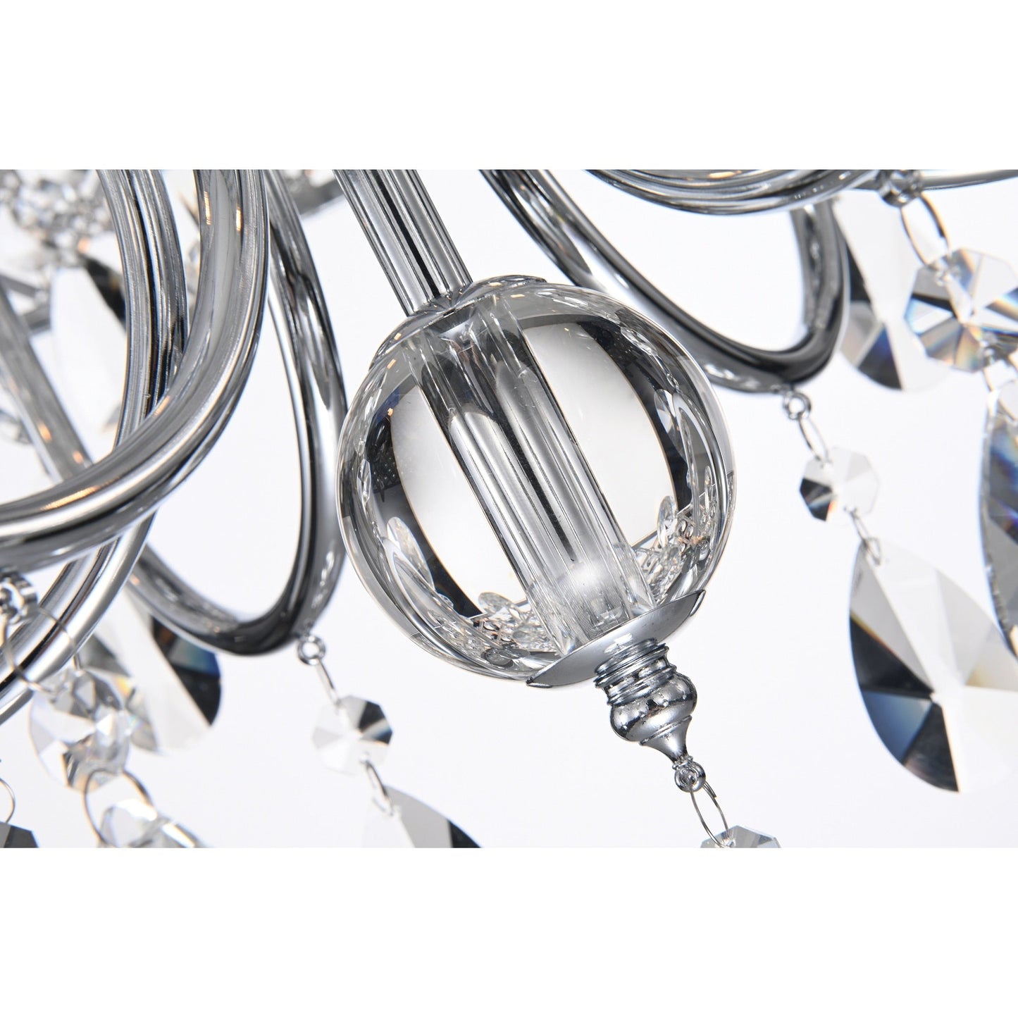 Suspension tambour ronde perlée avec cristaux suspendus