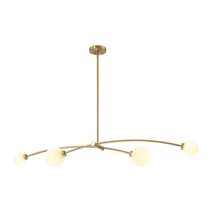 Suspension moderne linéaire simple à 4 lumières, style Sputnik, couleur or, pour îlot de cuisine/salle à manger - 130,5 cm L x 28 cm P x 15 cm H