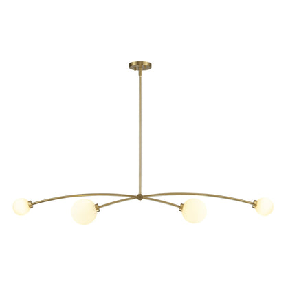 Suspension moderne linéaire simple à 4 lumières, style Sputnik, couleur or, pour îlot de cuisine/salle à manger - 130,5 cm L x 28 cm P x 15 cm H