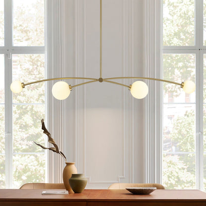 Suspension moderne linéaire simple à 4 lumières, style Sputnik, couleur or, pour îlot de cuisine/salle à manger - 130,5 cm L x 28 cm P x 15 cm H