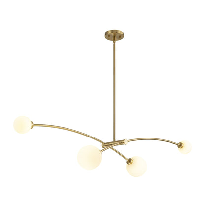 Suspension moderne linéaire simple à 4 lumières, style Sputnik, couleur or, pour îlot de cuisine/salle à manger - 130,5 cm L x 28 cm P x 15 cm H