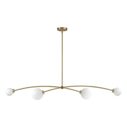 Suspension moderne linéaire simple à 4 lumières, style Sputnik, couleur or, pour îlot de cuisine/salle à manger - 130,5 cm L x 28 cm P x 15 cm H