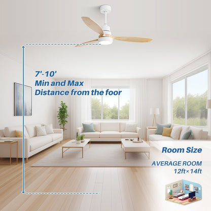 Ventilateur de plafond à LED intégré de 48 et 52 pouces avec éclairage et télécommande, moteur à courant continu réversible.