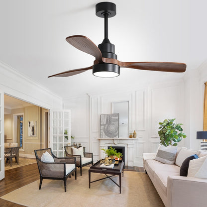 Ventilateur de plafond à LED intégré de 48 et 52 pouces avec éclairage et télécommande, moteur à courant continu réversible.