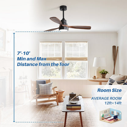Ventilateur de plafond à LED intégré de 48 et 52 pouces avec éclairage et télécommande, moteur à courant continu réversible.