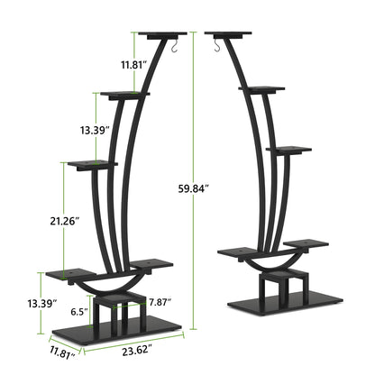 Support pour plantes d'intérieur, étagère à fleurs à 6 niveaux pour jardin à domicile - Lot de 2
