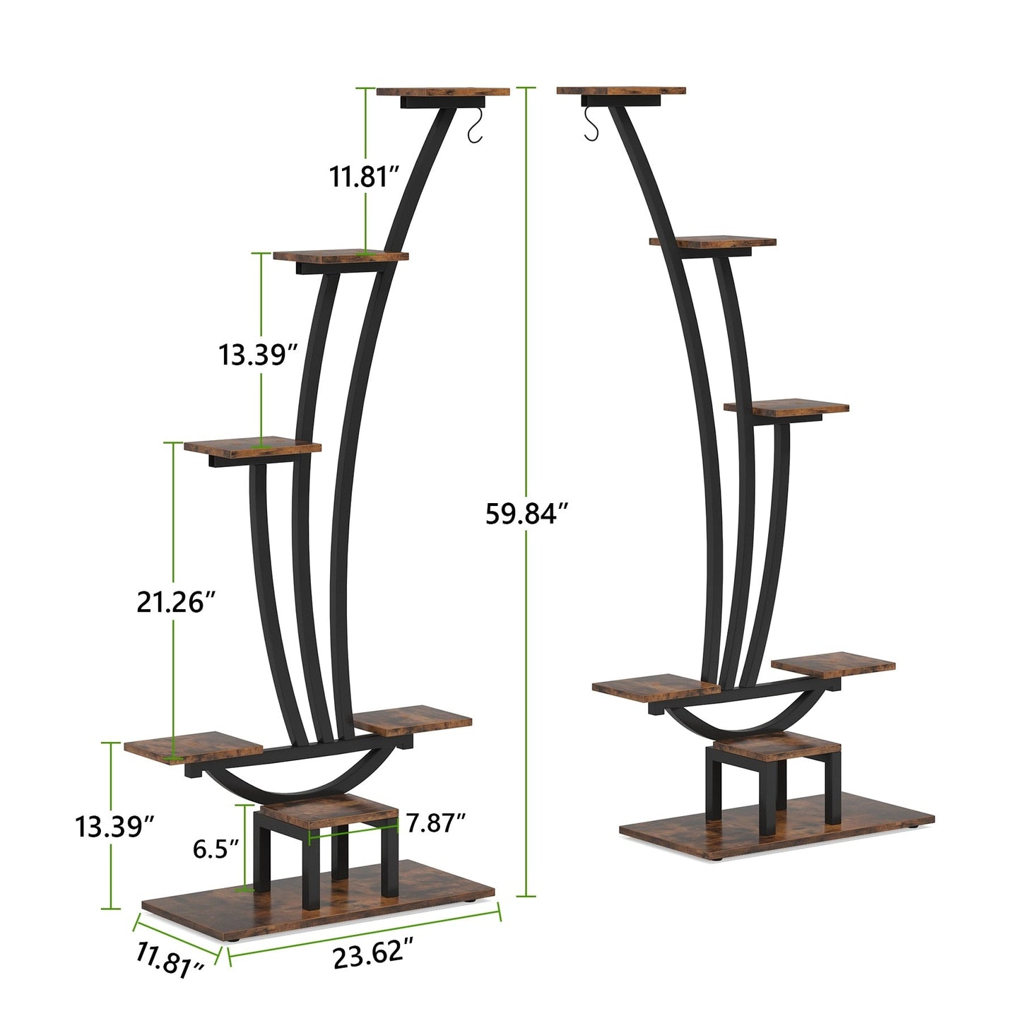 Support pour plantes d'intérieur, étagère à fleurs à 6 niveaux pour jardin à domicile - Lot de 2