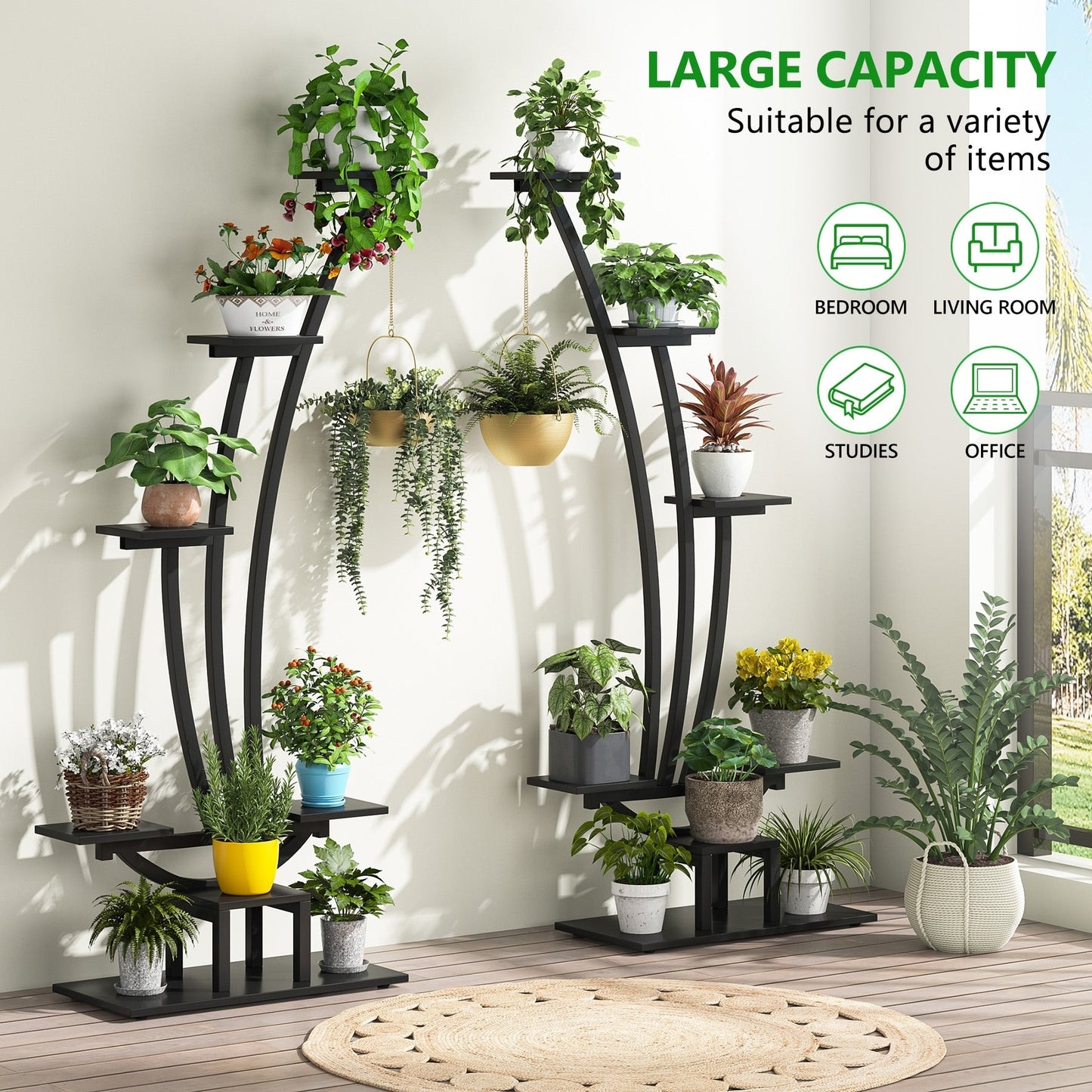 Support pour plantes d'intérieur, étagère à fleurs à 6 niveaux pour jardin à domicile - Lot de 2
