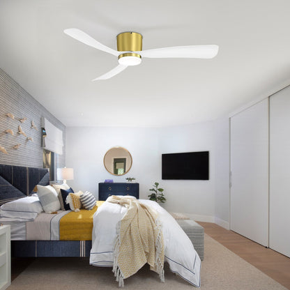 Ventilateur de plafond LED à encastrer de 52 pouces noir/blanc avec éclairage et télécommande (3 pales)