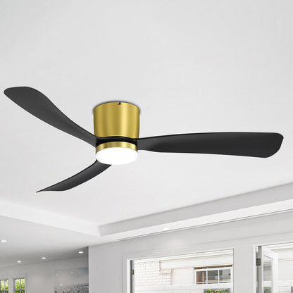 Ventilateur de plafond LED à encastrer de 52 pouces noir/blanc avec éclairage et télécommande (3 pales)