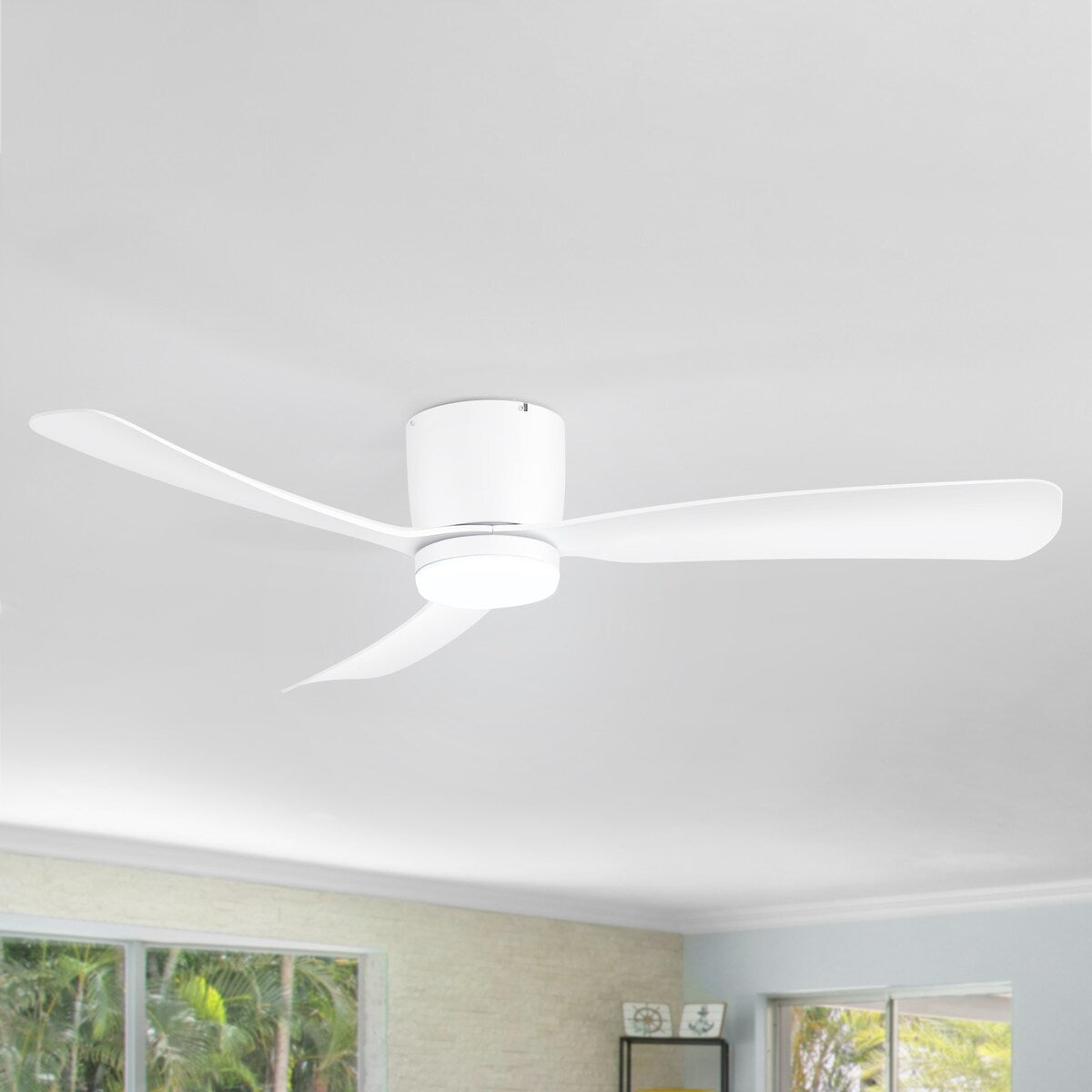 Ventilateur de plafond LED à encastrer de 52 pouces noir/blanc avec éclairage et télécommande (3 pales)