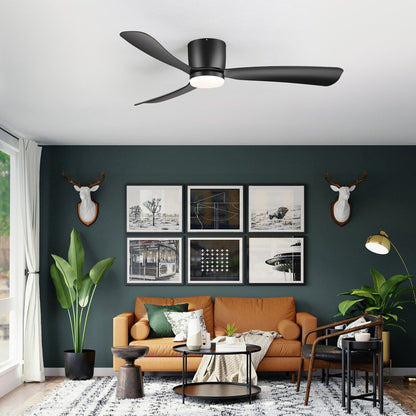 Ventilateur de plafond LED à encastrer de 52 pouces noir/blanc avec éclairage et télécommande (3 pales)