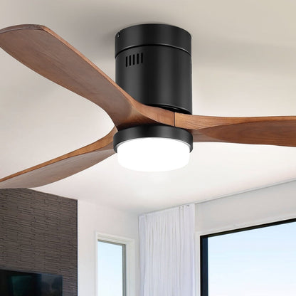 Ventilateur de plafond Sofucor à montage encastré de 52 pouces avec télécommande, moteur réversible, éclairage intégré en option.