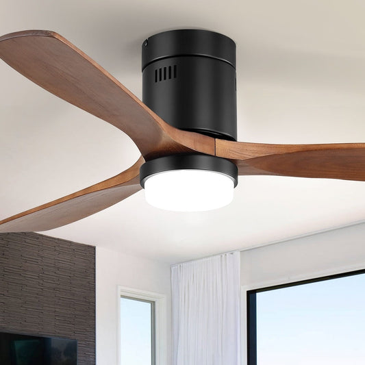 Ventilateur de plafond Sofucor à montage encastré de 52 pouces avec télécommande, moteur réversible, éclairage intégré en option.