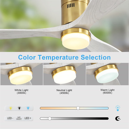 Ventilateur de plafond Sofucor à montage encastré de 52 pouces avec télécommande, moteur réversible, éclairage intégré en option.