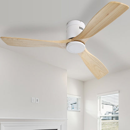 Ventilateur de plafond Sofucor à montage encastré de 52 pouces avec télécommande, moteur réversible, éclairage intégré en option.