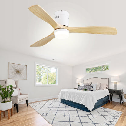 Ventilateur de plafond Sofucor à montage encastré de 52 pouces avec télécommande, moteur réversible, éclairage intégré en option.