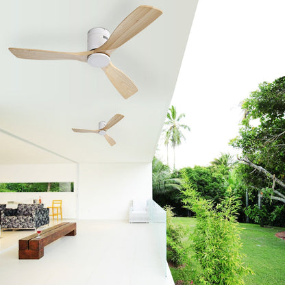 Ventilateur de plafond Sofucor à montage encastré de 52 pouces avec télécommande, moteur réversible, éclairage intégré en option.