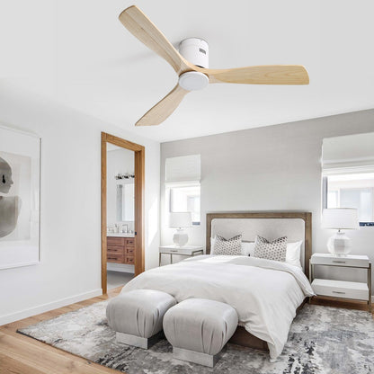 Ventilateur de plafond Sofucor à montage encastré de 52 pouces avec télécommande, moteur réversible, éclairage intégré en option.