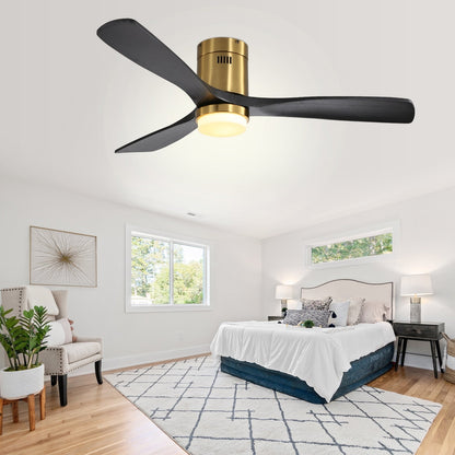 Ventilateur de plafond Sofucor à montage encastré de 52 pouces avec télécommande, moteur réversible, éclairage intégré en option.