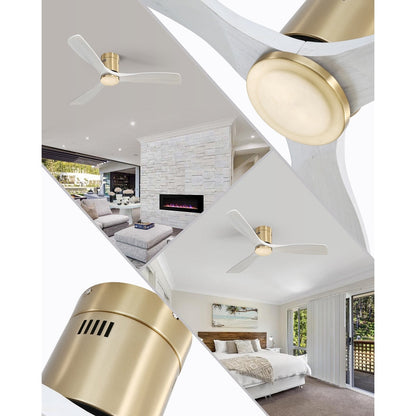 Ventilateur de plafond Sofucor à montage encastré de 52 pouces avec télécommande, moteur réversible, éclairage intégré en option.