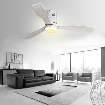 Ventilateur de plafond Sofucor à montage encastré de 52 pouces avec télécommande, moteur réversible, éclairage intégré en option.