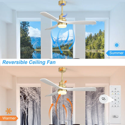 Ventilateur de plafond intérieur en bois Sofucor 52 avec télécommande, éclairage intégré en option.
