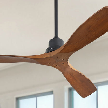 Ventilateur de plafond intérieur en bois Sofucor 52 avec télécommande, éclairage intégré en option.